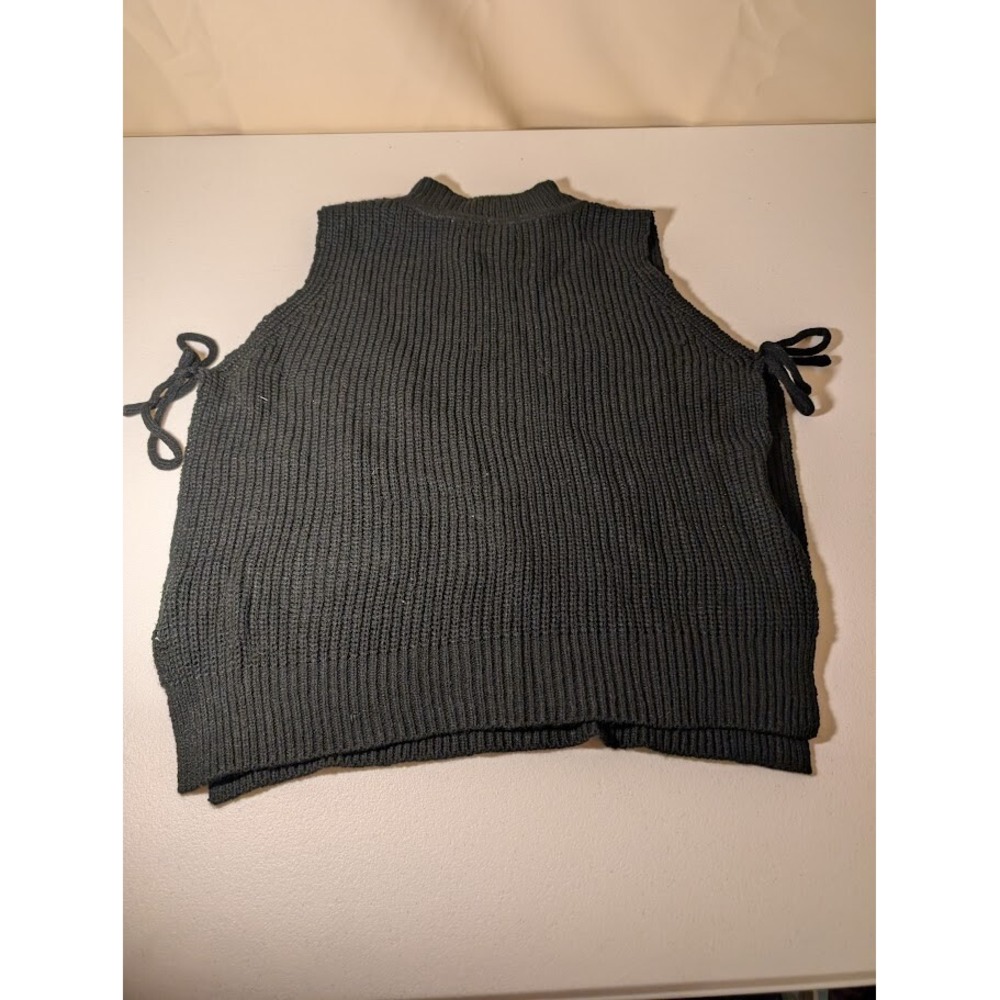 Sleeveless Black Knit Sweater Vest with Side Ties - Size Small - Picture 3 of 3